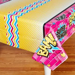 Superhero Girl Plastic Tablecover