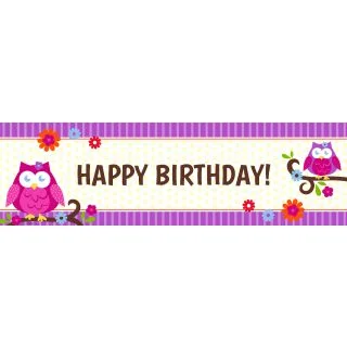 Owl Blossom Birthday Banner