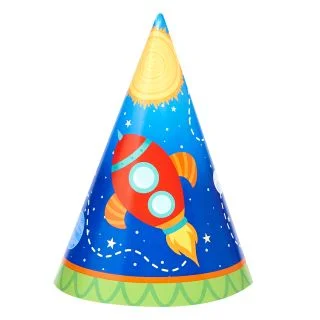 Rocket To Space Party Supplies 8 Pack Cone Party Hats