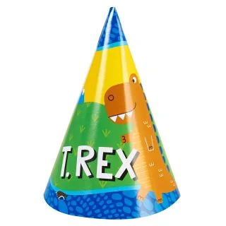 T-Rex Dinosaur Party Supplies 8 Pack Cone Party Hats