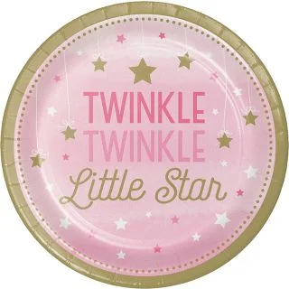 Twinkle Twinkle Little Star Pink 9" Dinner Plates (8)