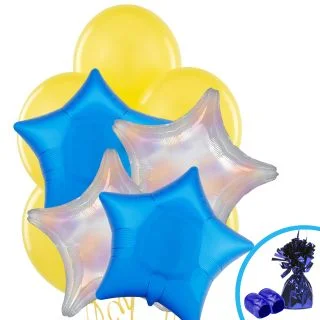 Silver Dazzler & Blue Star Balloon Bouquet