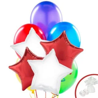 Red & White Star Party Balloon Bouquet