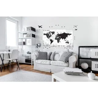 Black White Plaid Map Giant Wall Decal