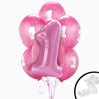 Pink 1st Birthday Balloon Bouquet