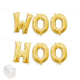 Air-Fillable 13" Gold Letter Balloon Kit "WOO HOO"