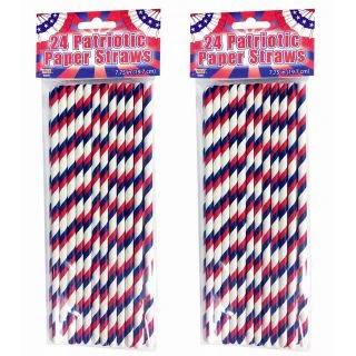 Patriotic Paper Straws (24 Count)