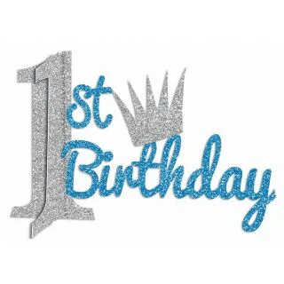 1st Birthday Blue Glitter Centerpiece (1)