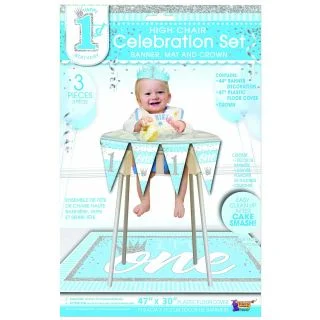 1st Birthday Blue High Chair Set