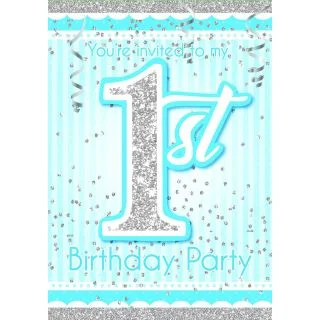 1st Birthday Blue Invitations (8)