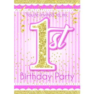 1st Birthday Pink Invitations (8)