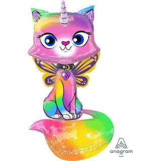 Rainbow Butterfly Unicorn Kitty 44" Airwalker Balloon (1)
