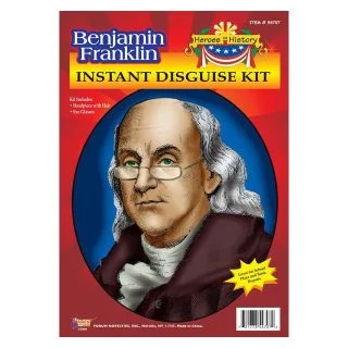 Historical Ben Franklin Wig and Glasses Costume Kit