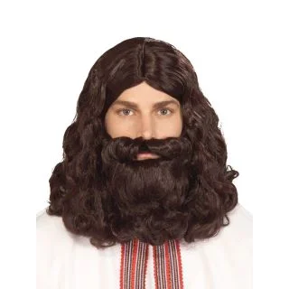 Biblical Character Adult Brown Wig and Beard Set