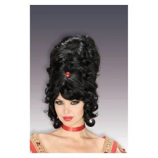 Adult Black Beehive Wig with Jewel