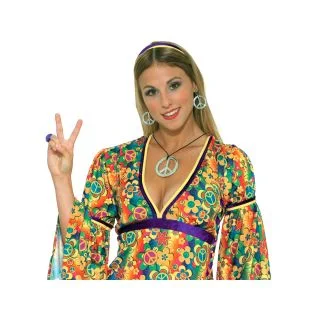 Hippie Peace Sign Necklace and Earrings