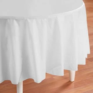 Bright White (White) Round Plastic Tablecover