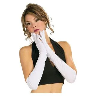 Elbow Length White Satin Gloves
