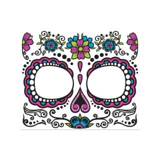 Floral Sugar Skull Dia de Muertos Tattoo for Face