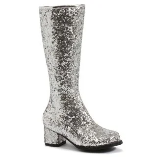Kids Silver Glitter Gogo Boots