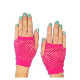 Fuschia Fingerless Mesh Gloves