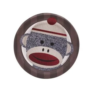 Sock Monkey Red Dessert Plates