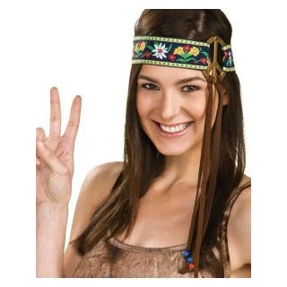 Embroidered Peace Sign Hippie Headband