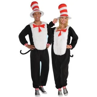Dr. Seuss Adult Cat in the Hat Jumpsuit Costume