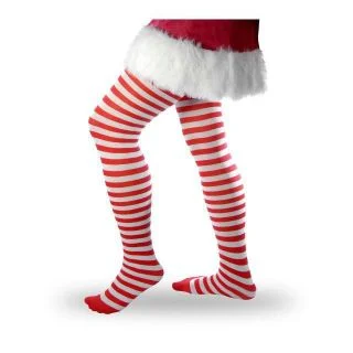 Women's Striped Tights - Red and White