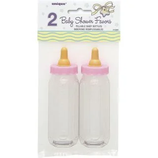 Baby Bottles 5" Pink Fillable Favors (2 Pack)