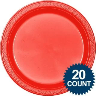 Red Plastic Plates 10" (20 count)