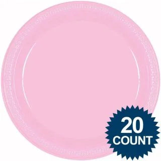 Pink 10" Plastic Dinner Plates (20 Pack)