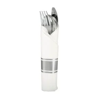 Rolled Silver Premium Plastic Cutlery Sets (10 Count)