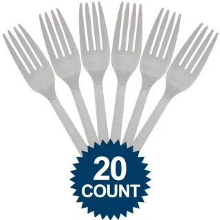 Silver Plastic Forks (20 Pack)