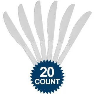 Silver Plastic Knives (20 Pack)