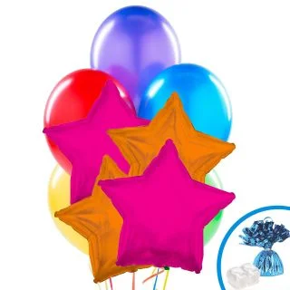 Hot Pink & Orange Star Balloon Bouquet