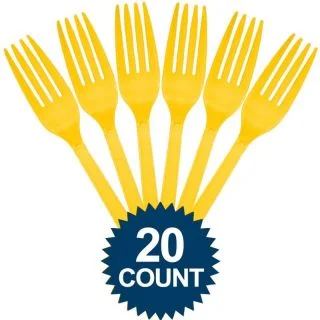 Bright Yellow Plastic Forks