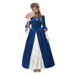 Womens Martha Washington Colonial Blue Dress Costume