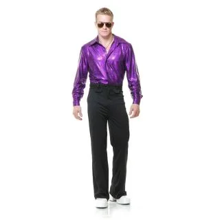 Adult Crocodile Skin Disco Shirt Purple Costume