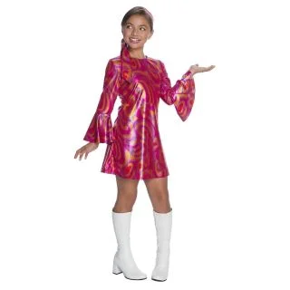 Disco Diva Fuchsia Swirl Costume For Kids