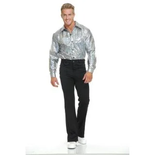 Adult Silver Glitter Disco Shirt