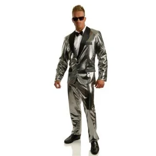 Adult Disco Ball Tuxedo Set w/Pants Silver Costume