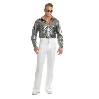 Mens Silver Nail Head Disco Shirt