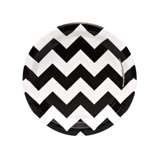 Chevron Black Dessert Plates (8)