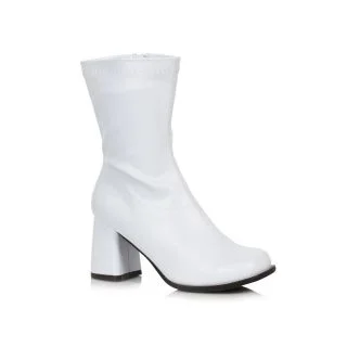 Adult White Mid Calf Patent Gogo Boots