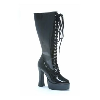 Patent Leather Black Lace Boots