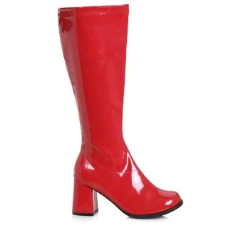 Wide Width Red Gogo Boot With 3-Inch Heel For Ladies