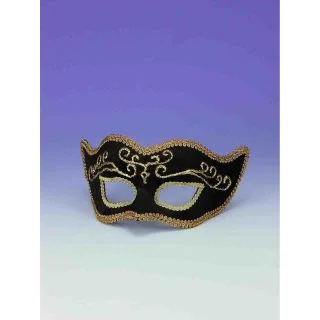 Black With Gold Trim Half Mask (One-Size)