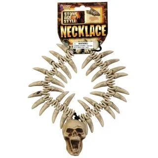 Stone Age Teeth and Skull Necklace Costume Accessory