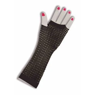 Fingerless Fishnet Black Long Costume Gloves